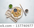 Gyoza dumplings soy sauce chopsticks asian Japanese food wontons 137740977