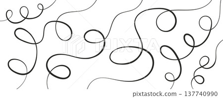 Abstract black squiggly continuous lines forming Abstract black squiggly continuous lines forming 137740990
