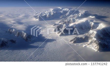 Antarctic frozen landscape showing vast ice and towering mountains. Frozen Antarctic landscape with towering, snow-covered mountains, glaciers, and sea ice Antarctic frozen landscape showing vast ice and towering mountains. Frozen Antarctic landscape with towering, snow-covered mountains, glaciers, and sea ice 137741242