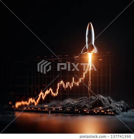 Rocket launching from rapidly rising financial chart. Rocket launching from an upward-trending candlestick chart symbolizing rapid financial growth Rocket launching from rapidly rising financial chart. Rocket launching from an upward-trending candlestick chart symbolizing rapid financial growth 137741398