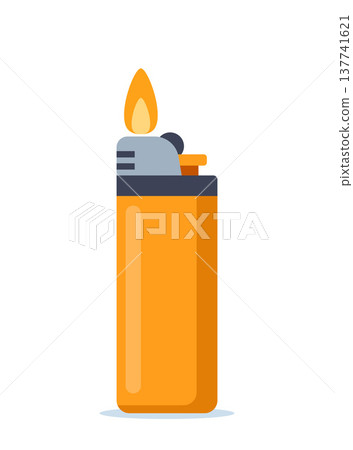 Cigarette lighter. Smoke flammable disposable equipment tool. Gasoline icon. Cigar symbol. Cigarette portable sign. Vector illustration. Cigarette lighter. Smoke flammable disposable equipment tool. Gasoline icon. Cigar symbol. Cigarette portable sign. Vector illustration. 137741621