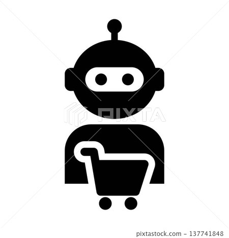 AI Robot Shopping Cart Icon for ecommerce, retail, store marketplace vector illustration AI Robot Shopping Cart Icon for ecommerce, retail, store marketplace vector illustration 137741848