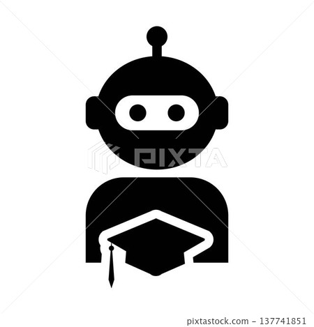 AI Robot Education Graduation Icon for learning school university college glyph vector illustration pictogram AI Robot Education Graduation Icon for learning school university college glyph vector illustration pictogram 137741851