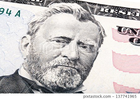 President Ulysses S. Grant from fifty dollar bill. Stacked photo President Ulysses S. Grant from fifty dollar bill. Stacked photo 137741965