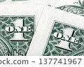 Stack details of one dollar bills close-up shot. 137741967