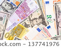Background made from euro and dollar banknotes. 137741976