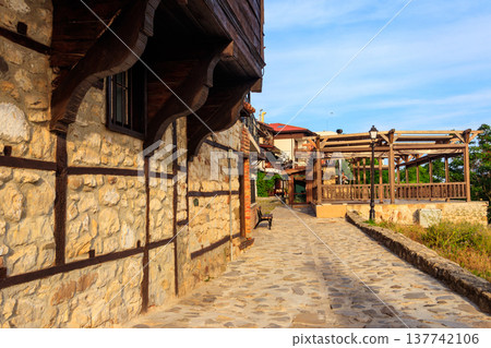 Narrow street of the old town of Nessebar in Bulgaria Narrow street of the old town of Nessebar in Bulgaria 137742106