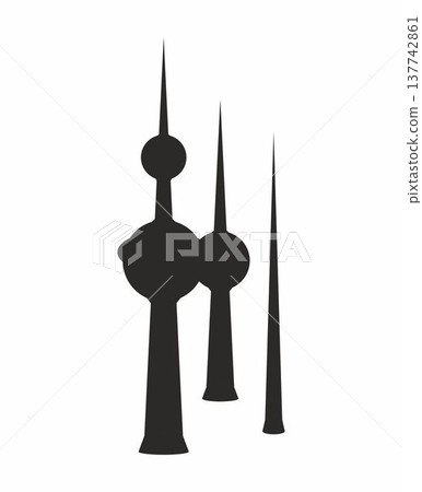 Kuwait Towers, black isolated silhouette on white background Kuwait Towers, black isolated silhouette on white background 137742861