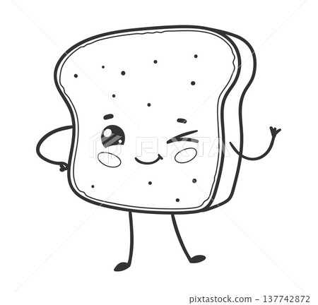 Cute Toast Breakfast Character Vector Cute Toast Breakfast Character Vector 137742872