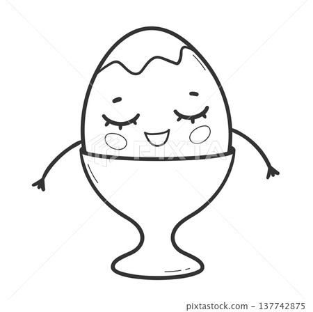Cute Boiled Egg Breakfast Vector 137742875