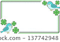 A 16:9 aspect ratio background vector image featuring a blue bird and four-leaf clover, symbolizing happiness. 137742948