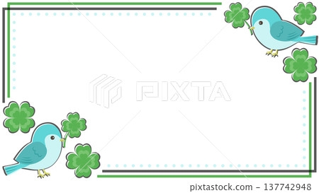 A 16:9 aspect ratio background vector image featuring a blue bird and four-leaf clover, symbolizing happiness. A 16:9 aspect ratio background vector image featuring a blue bird and four-leaf clover, symbolizing happiness. 137742948