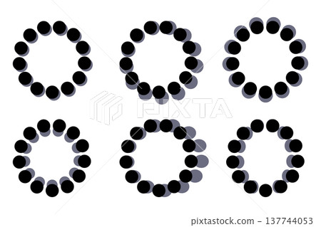 Abstract geometric circle patterns with shadow offset and motion effect. Vector illustration 137744053