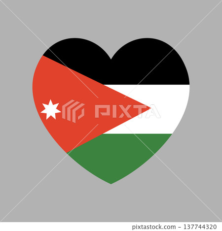 Heart shaped flag of Jordan sticker. Jordan flag heart icon, badge. Flag button, banner. National flag Jordan background. 137744320