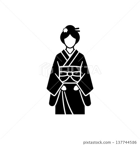 Traditional Japanese Kimono Portrait Icon 137744586
