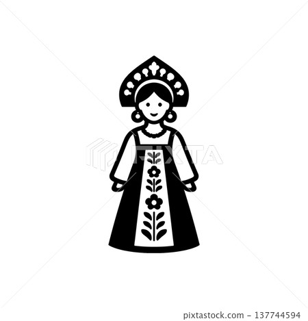 Russian Sarafan Kokoshnik Folklore Icon Russian Sarafan Kokoshnik Folklore Icon 137744594