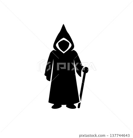 Medieval Monk Hooded Robe Icon 137744643