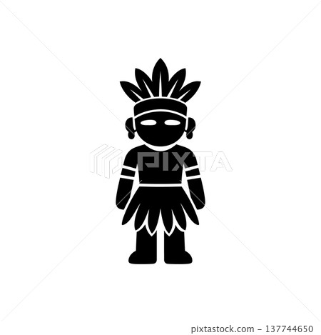 Amazonian Tribal Feathered Costume Icon 137744650