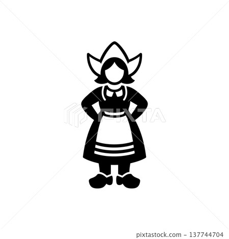 Dutch Netherlands Traditional Woman Icon 137744704