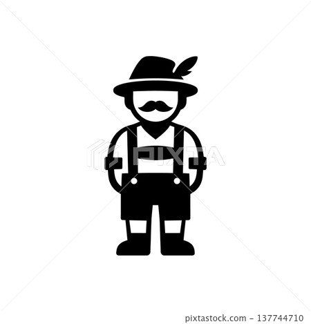German Alpine Lederhosen Folk Icon 137744710