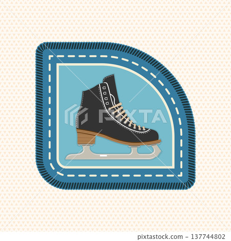 Scout badge with ice skating. Vector. Merit patch, sticker for camping outdoor and academic activities Scout badge with ice skating. Vector. Merit patch, sticker for camping outdoor and academic activities 137744802