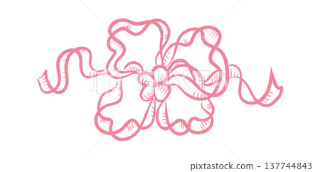Ribbon Bow Ornament Linework Ribbon Bow Ornament Linework 137744843