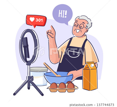 Chef Vlogger Cooking Tutorial Cartoon Chef Vlogger Cooking Tutorial Cartoon 137744873