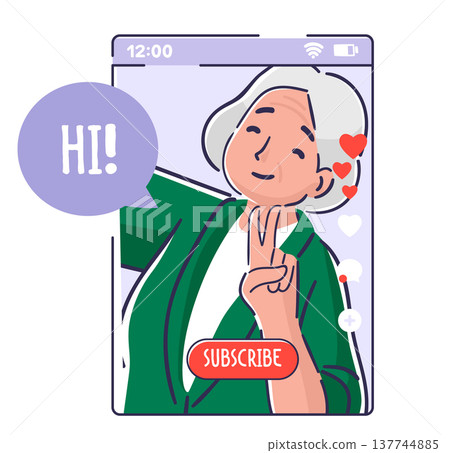 Grandmother Selfie Social Media Portrait Grandmother Selfie Social Media Portrait 137744885