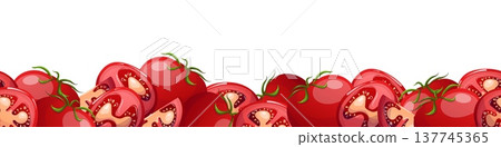 Vector seamless border with tomatoes Vector seamless border with tomatoes 137745365