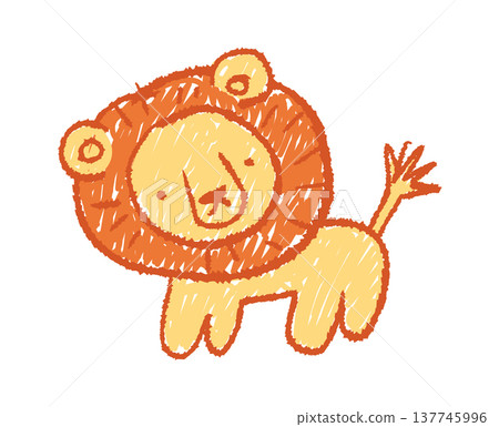 Chalk lion cute animal drawing 137745996
