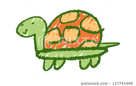 Hand drawn colorful chalk turtle 137745999