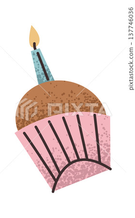 Cupcake with candle birthday dessert Cupcake with candle birthday dessert 137746036