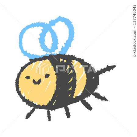 Cute bee chalk childish drawing Cute bee chalk childish drawing 137746042