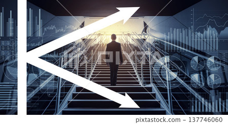 商務人士爬樓梯與金融形象：K型經濟 137746060