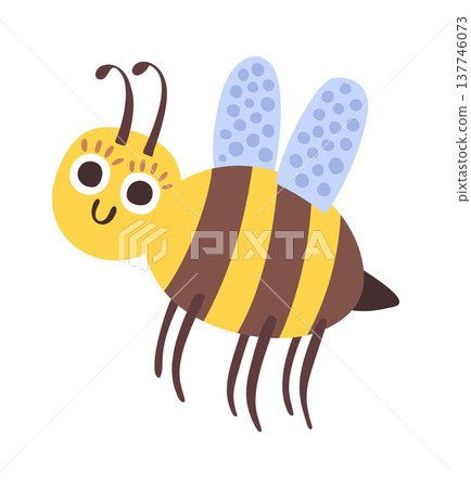 Funny bee striped insect character 137746073