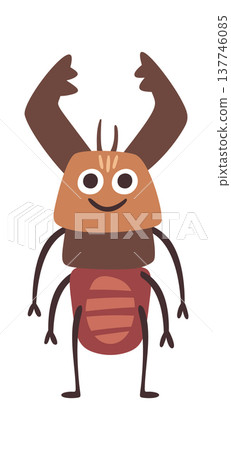 Funny stag beetle smiling character Funny stag beetle smiling character 137746085