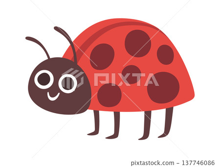 Funny red spotted ladybug character 137746086