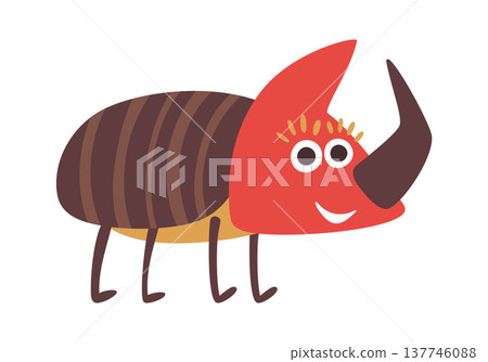 Rhinoceros beetle with large horn 137746088