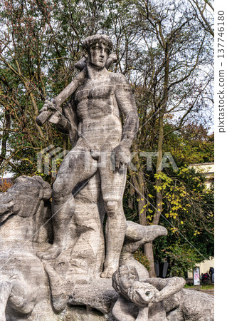 The Neptune Fountain in the old Botanical Garden of Munich, Germany The Neptune Fountain in the old Botanical Garden of Munich, Germany 137746180