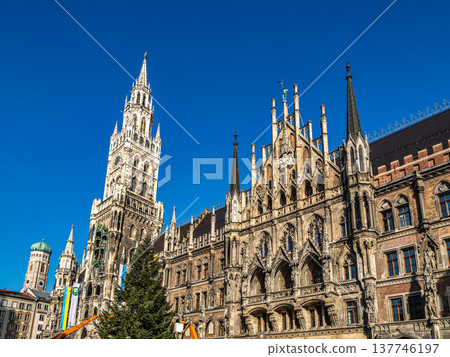 The New Town Hall at Marienplatz in Munich, Bavaria, Germany The New Town Hall at Marienplatz in Munich, Bavaria, Germany 137746197
