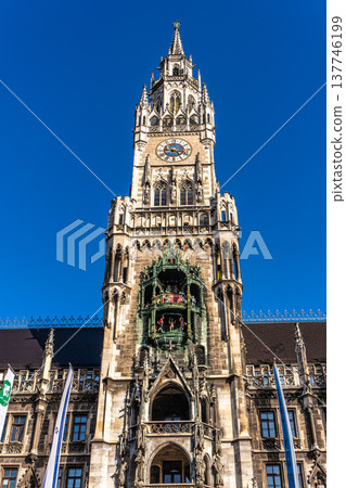 The New Town Hall at Marienplatz in Munich, Bavaria, Germany The New Town Hall at Marienplatz in Munich, Bavaria, Germany 137746199