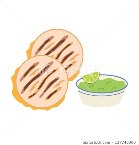 arepas with guacamole illustration lunch flatbread arepas with guacamole illustration lunch flatbread 137746300