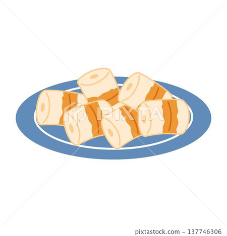 chikuwa japanese fish cake, traditional japanese food illustration 137746306