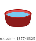 red basin holding water for laundry or washing 137746325