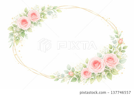 玫瑰花框，橢圓形 137746557