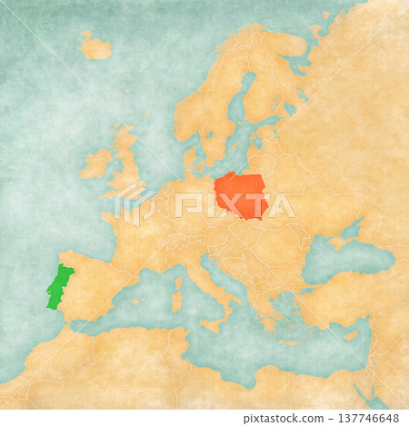 Map of Europe - Poland and Portugal Map of Europe - Poland and Portugal 137746648