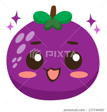 kawaii mangosteen fruit flat style 137746987