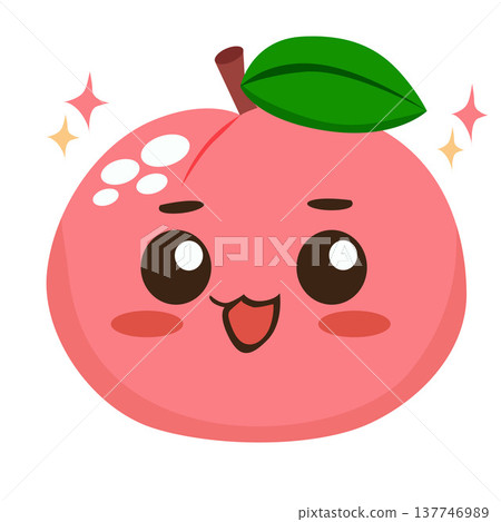 kawaii peach fruit flat style kawaii peach fruit flat style 137746989