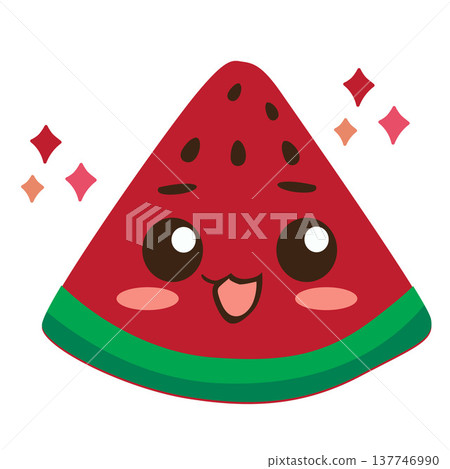 kawaii watermelon fruit flat style kawaii watermelon fruit flat style 137746990