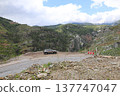Mountain road car.Mountainous arid landscape. High quality photo 137747047